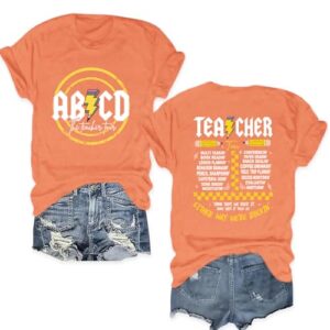 Potia Teacher Shirts for Women ABCD Teacher Tour Shirt Back to School Tops