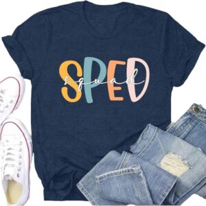 Potia Teacher Shirts for Women SPED Teacher Squad Shirt SPED Team Tee Tops