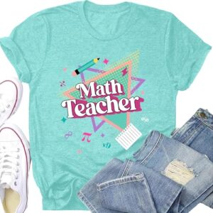 Potia Women Math Teacher Shirt Math Teach Life Shirts Pencil Pi Print Tees