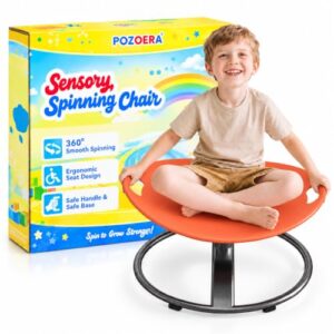 pozoera Sensory Spinning Chair for Kids with Safety Handle Grips | Small Size for kids 3-6, Non-Slip Base, 220lb Capacity, Heavy-Duty Metal Frame, Sensory Toy for Autism, Birthday Gift