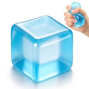 Premium Big Block Stress Cube, Squishy Fidget Toy, 2" Slow Rising Sensory Squeeze Cube Filled with Thick Substance, Classroom Prizes Party Favors for Adults Teens (Blue)