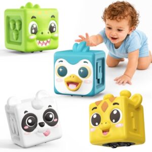 Pull Back Cars Toys for Toddlers, 4 Pack Animal Rubber Car Push and Go Toys