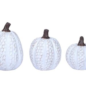 Pumpkin Fall Decor Indoor Fall Pumpkin Decorations 3Pcs Pumpkins Decor Thanksgiving Table Centerpiece Artificial Pumpkins Figurines for Autumn Harvest Home Decor Shelf Accent Decorating (Wood Grain)