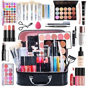 Pure Vie All-in-One Holiday Gift Surprise Makeup Set Essential Starter Bundle Include Eyeshadow Palette Lipstick Concealer Blush Mascara Eyeliner Face Powder Lipgloss Brush - Full Makeup Kit for Women