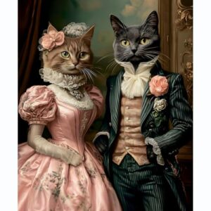 Puzzles for Adults 1000 Pieces, Victorian Cats: The Elegant Pair Portret, Hard Challenging Jigsaw Puzzle for Puzzle Lovers, Bonus Poster Included. Vintage cat Puzzle, Matte Finish.