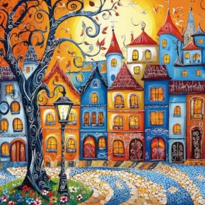Puzzles for Adults 500 Pieces, Colorful Town Jigsaw Puzzles | Abstract Country City Village Puzzle, Cartoon Town Puzzles for Adults Seniors, Holiday Party Gift