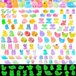 QAUYETM 120PCS Glow in the Dark Mini Resin Animals 20 Styles of Luminous Ducks dinosaurswls Frogs and More Tiny Figurines for Fairy Garden Aquarium Terrarium Potted Plants Dollhouse Decor