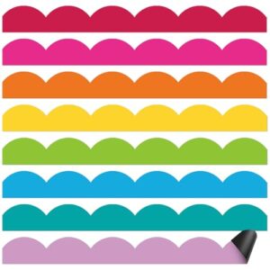 Qeeenar 24 Pcs Multicolor Scalloped Magnetic Borders for Classroom