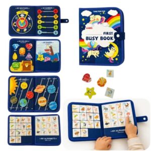 QISHENG Montessori Busy Book for Children Aged 1-3–an Educational Sensory Learning Toy with Life Skills, Letters and Numbers, a Busy Book for Boys and Girls to Travel.
