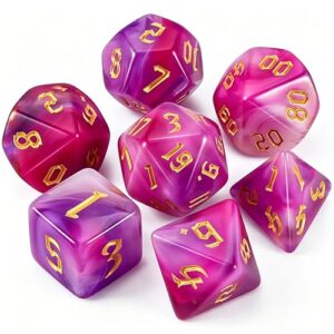 QMAY DND Dice Set - 7Pcs Polyhedral Dice with Dice Bag for D&D Table Game