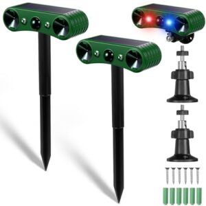 Qualirey 2 Pack Solar Ultrasonic Animal Repellent Outdoor Waterproof