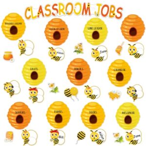 Qyeahkj Classroom Jobs Bee Bulletin Board Decorations Bee Hive Honeycomb Sunflower Paper Cutouts Summer Theme Classroom Bulletin Board for Teacher School Class Wall Door Window Decor Supplies