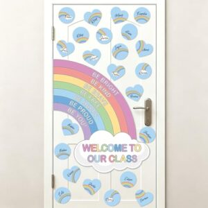 Rainbow Classroom Door Decorations Welcome to Our Class Bulletin Board Decorations Set Colorful Positive Motivational Affirmation Cutouts for Teacher Welcome Back to School Boho Wall Decor