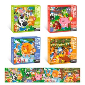 Rainforest Puzzles for Kids Ages 3-8，4 Pack Progressive Jigsaw Puzzles (24/30/35/48 Pieces) for Toddlers & Children，Educational Floor Puzzles for Gifts