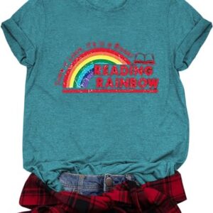 Reading Rainbow Shirt Women Teacher Shirts Take a Look It's in a Book Lover Librarian Gifts Tee Tops