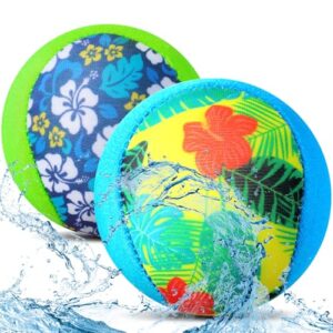 Realspring 2 Pcs Water Skipping Ball for Children Water Grip Bouncing Ball Summer Beach Pool Toy for Adult Fun Swimming Pool Games Party Lake River Favors (Summer Flower)