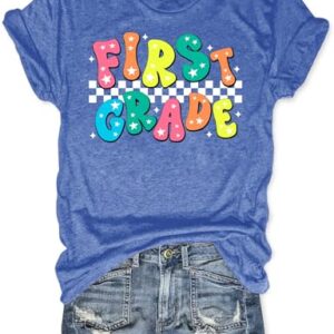 RECUTEWU First Grade Teacher Shirts for Women: Teach Life T-Shirts Tops Teaching Gifts Inspiration Blouse Tees