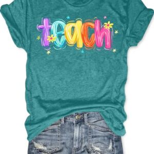 RECUTEWU Teacher Shirts for Women: Teachers Life Tshirts Teach Gifts