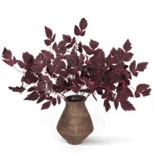 RECUTMS 4 Pack Artificial Fall Cimicifuga Leaf Stems for Vase Decor