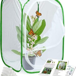 RESTCLOUD Insect and Butterfly Habitat Cage Terrarium Pop-up 24 Inches Tall with 10Pcs 10ML Floral Tubes