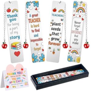 Resurhang 4 Sets Metal Teacher Bookmarks Teacher Appreciation Gifts in Bulk