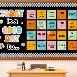 Retro Inspirational Bulletin Board Set Groovy Motivational Back to School Classroom Decorations Today is A Good Day Quotes Bulletin Board Hippie Positive Cutout for Classroom School Office Wall Decor