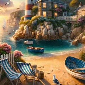 Rocorose 1000 Piece Puzzle for Adults, Lighthouse Coast Jigsaw Puzzles for Family, Beach Landscape Puzzles Sunrise Sunset for Game Night Fun Activity