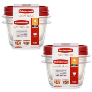 Rubbermaid Clear Food Storage Kitchen Organization Containers, Red, 4-Pack