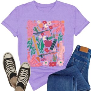 Rwabing Teacher Shirts Women Teacher Life T-Shirt Teach Love Inspire Top