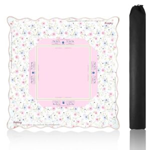 Sahteg Pink Mahjong Mat (31.5” x 31.5”) with Black Carrying Bag, Anti Slip and Noise Reduction Game Table Cover with Rules for Mahjong, Poker, Board Games, Dominoes, and Card Games