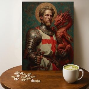 Saint George Christian Jigsaw Puzzle - 500 Pieces Wooden Puzzle for Adults, Wall Art Gift, Finished Size: 20 x 15 Inch