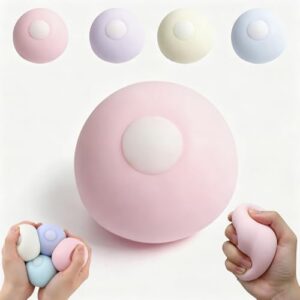 Sand Squishy Ball, Squishy Toys Ice Sensation Shapeable Malleable Sand-Filled Squeeze Toys Stress Ball for Anxiety Relief & Asmr Toys Squishy Fidget Toys Balls for Kids & Adults (Strawberry Ice)