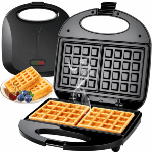 Sandwich & Waffle Maker, 2 Slice Compact Electric Breakfast Maker and Waffle Iron with Nonstick Plates, Small Waffle Maker Machine for Homemade Waffles, Toast, Snacks, Kids, Dorm, Apartment & Small K
