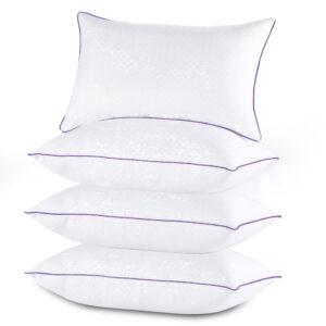 Sasttie Bed Pillows King Size Set of 4, Hotel Down Alternative Sleeping Bed Pillows for Side Back Stomach Sleepers