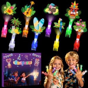 Sauyoza 36 Pack Luau Tropical Party Favors LED Finger Lights for Kids