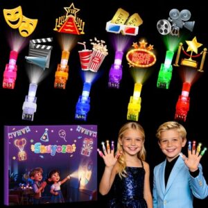 Sauyoza 36 Pack Movie Night Party Favors LED Finger Lights, Glow in the Dark Light up Toys Supplies for Kids Birthday Party Goodie Bag Stuffer Classroom Prize Gifts