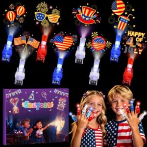 Sauyoza 36 Pack Patriotic Party Favors LED Finger Lights for Kids