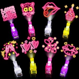 Sauyoza 36 Pack Pink Party Favors LED Finger for Women and Girls, Goodie Bags Stuffers, Glow in the Dark Pink Birthday Party Supplies, Treasure Box Valentines Classroom Gifts