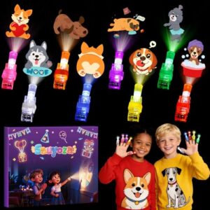 Sauyoza 36 Pack Puppy Party Favors LED Finger Lights, Glow in the Dark Dog Birthday Party Supplies, Goodie Bag Stuffers Classroom Treasure Box Prizes for Kids