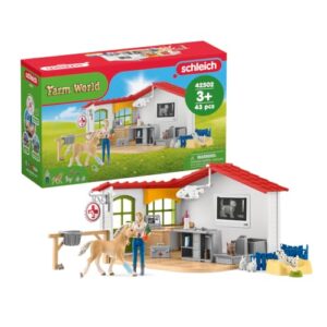 Schleich Farm World - 43Pc Veterinarian Practice With Pets | 42502 | Farm Animal Figurine, Realistic Animal Toys, Barn Toy for Kids 3+, Screen-Free Imaginative Pretend Play, Montessori