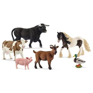 Schleich Farm World - 6PC Farm Animal Bundle Set - Kids Ages 3+ | 77423 | Horse Cow Bull Goat Duck and Pig Playset, Realistic Animal Toys, Barn Toy for Kids 3+, Screen-Free Play, Montessori Set