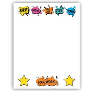 School Border Stationery USA Made Teacher Letterhead, 60 Letterhead Sheets, 8.5 x 11 Inches (Good Work)