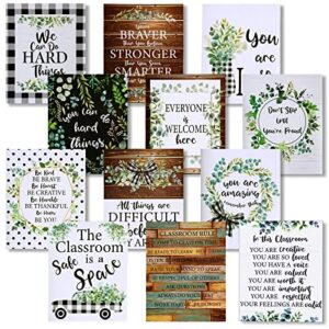 Sepamoon 12 Pcs Farmhouse Classroom Decor, Eucalyptus Motivational Poster
