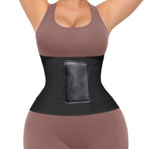 SHAPELLX Plus Size Waist Trainer for Women Postpartum Belly BandTummy Control Waist Cincher Corset Workout Body Shaper Black