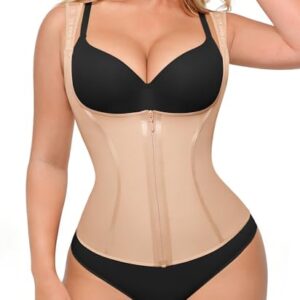 SHAPELLX Waist Trainer Corset Tummy Control Faja Body Shaper Beige S