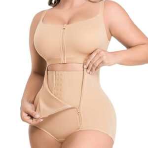SHAPELLX Womens Shapewear Tummy Control Bodysuit Waist Trainer Beige Compression Body Shaper(Beige, XX-Large)