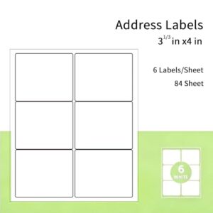 Shipping Labels 3-1/3"x4 for Laser & Inkjet Printers, 84 Sheets
