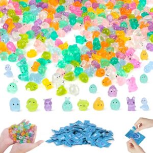 ShtNeeg 220 PCS Glow in the Dark Mini Resin Animals, Luminous Tiny Figurines in Blind Bags for Classroom, Fairy Garden, Aquarium, Dollhouse & DIY Craft Decor