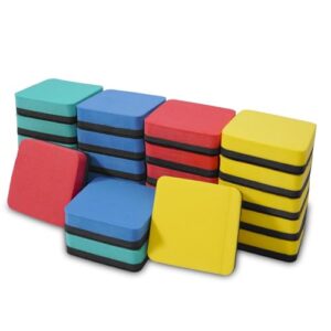 SITHON Magnetic Dry Erase Erasers, Chalkboard Cleaning Pads | Mini Whiteboard Dry Erasers Back to School Supplies for Classroom, Office, Home, 4 Colors, 2 x 2 Inch (24 Pack)