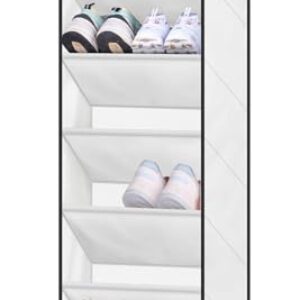 SLEEPING LAMB Over The Door Shoe Organizer for Closet with Large Deep Pockets, Narrow Shoe Rack for Door Hanging Boots Storage, White